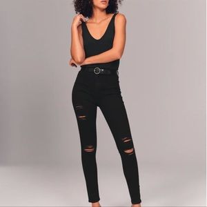 NWT Abercrombie & Fitch Simone High Rise Super Skinny Jeans, Black, Size 27